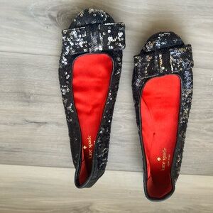 Kate Spade Black Sequin Ballet Flats